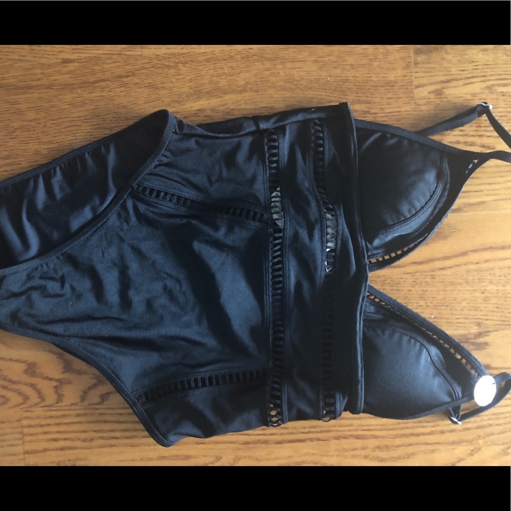 black cutout bathing suit